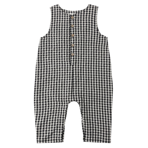 Button Jumpsuit || Black Check
