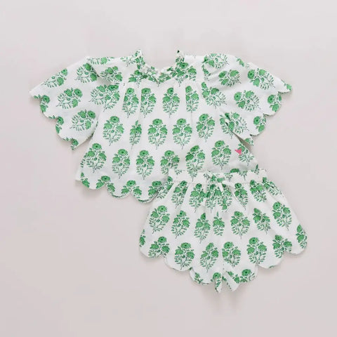 Baby Girls Misha Scallop 2-Piece Set - Green Strawflower