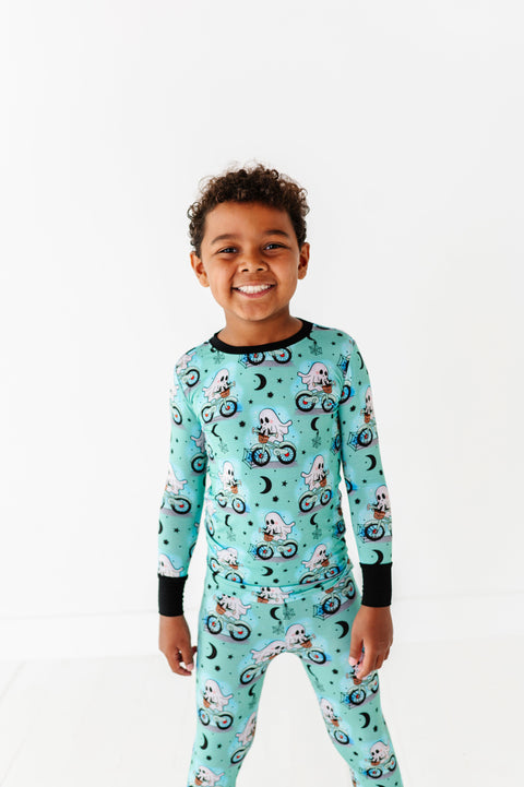 Wheelie Spooky Halloween Kids Bamboo Pajamas - Kiki + Lulu