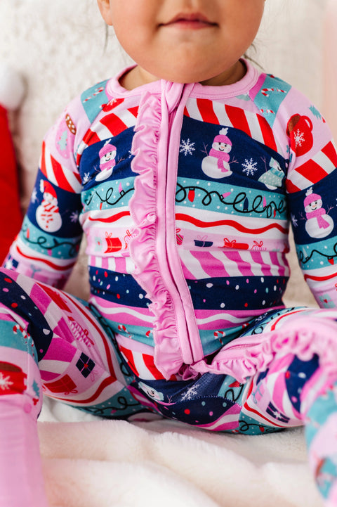 Whimsical Winters Ruffle Convertible Footie - Kiki + Lulu