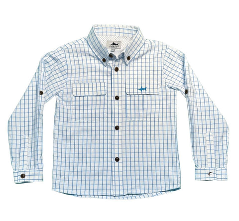 White/Blue Plaid Fishing Shirt - Saltwater Boys Company