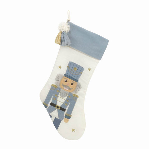 Winter Blue Nutcracker Tasseled Stocking - Mon Ami