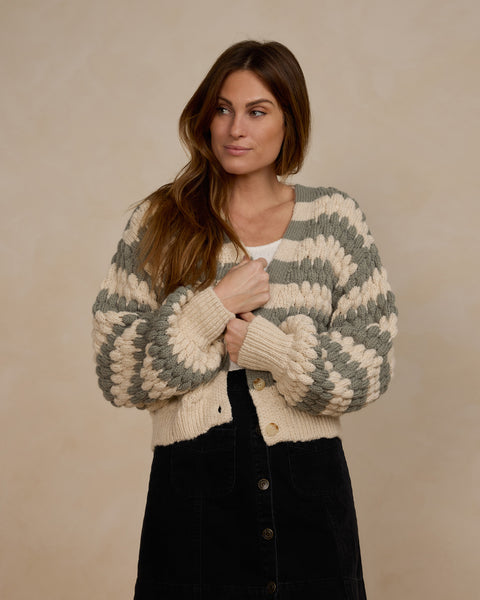 Womens Boxy Crop Cardigan | Laurel Stripe - Rylee + Cru