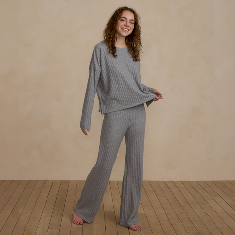 Womens Cozy Rib Knit Set | Dusty Blue - Rylee + Cru