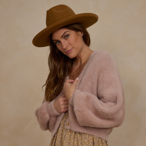 Womens Fuzzy Cardigan | Blush - Rylee + Cru