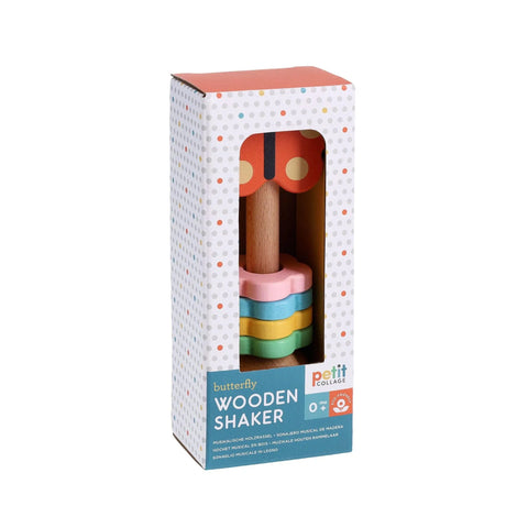 Petit Collage Wood Shaker Butterfly Rattle Wooden Toys for Kids at Butter Bug Boutique