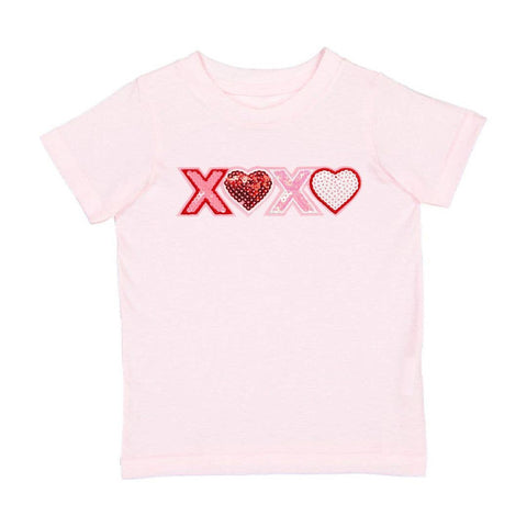 XOXO Sequin Patch Valentine's Day Short Sleeve T-Shirt - Sweet Wink