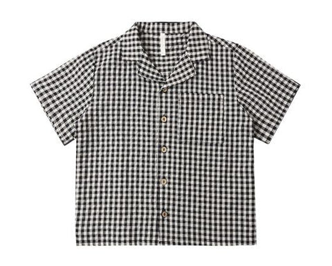 Lapel Collared Shirt || Black Check
