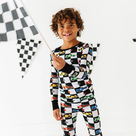 You Make My Heart Race Kids Bamboo Pajamas - Kiki + Lulu