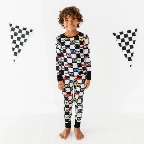 You Make My Heart Race Kids Bamboo Pajamas - Kiki + Lulu