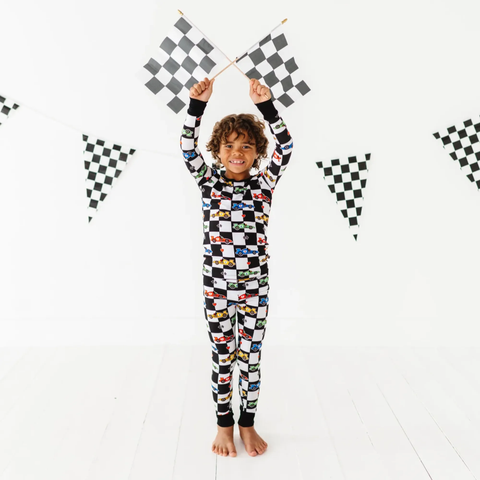 You Make My Heart Race Kids Bamboo Pajamas - Kiki + Lulu