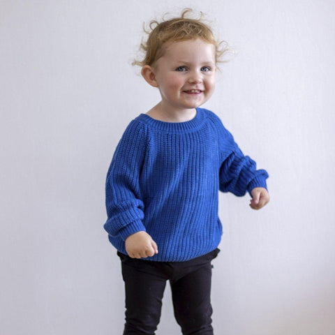 Hanlyn Collective-Hanlyn Collective 'A Dream Come Blue' Chunky Knit Bamboo Sweater-#Butter_Bug_Boutique#