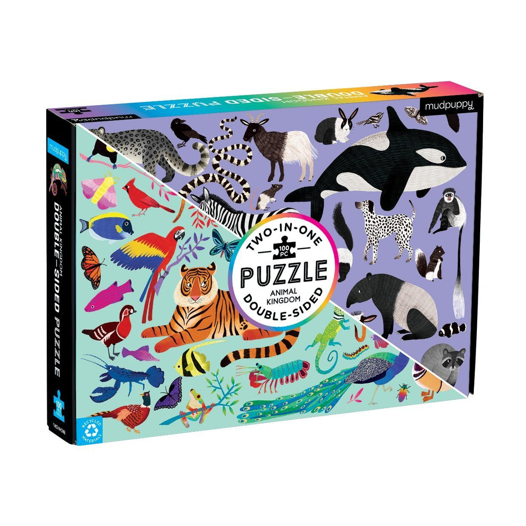 Mudpuppy-Animal Kingdom 100 Piece Double-Sided Puzzle-#Butter_Bug_Boutique#