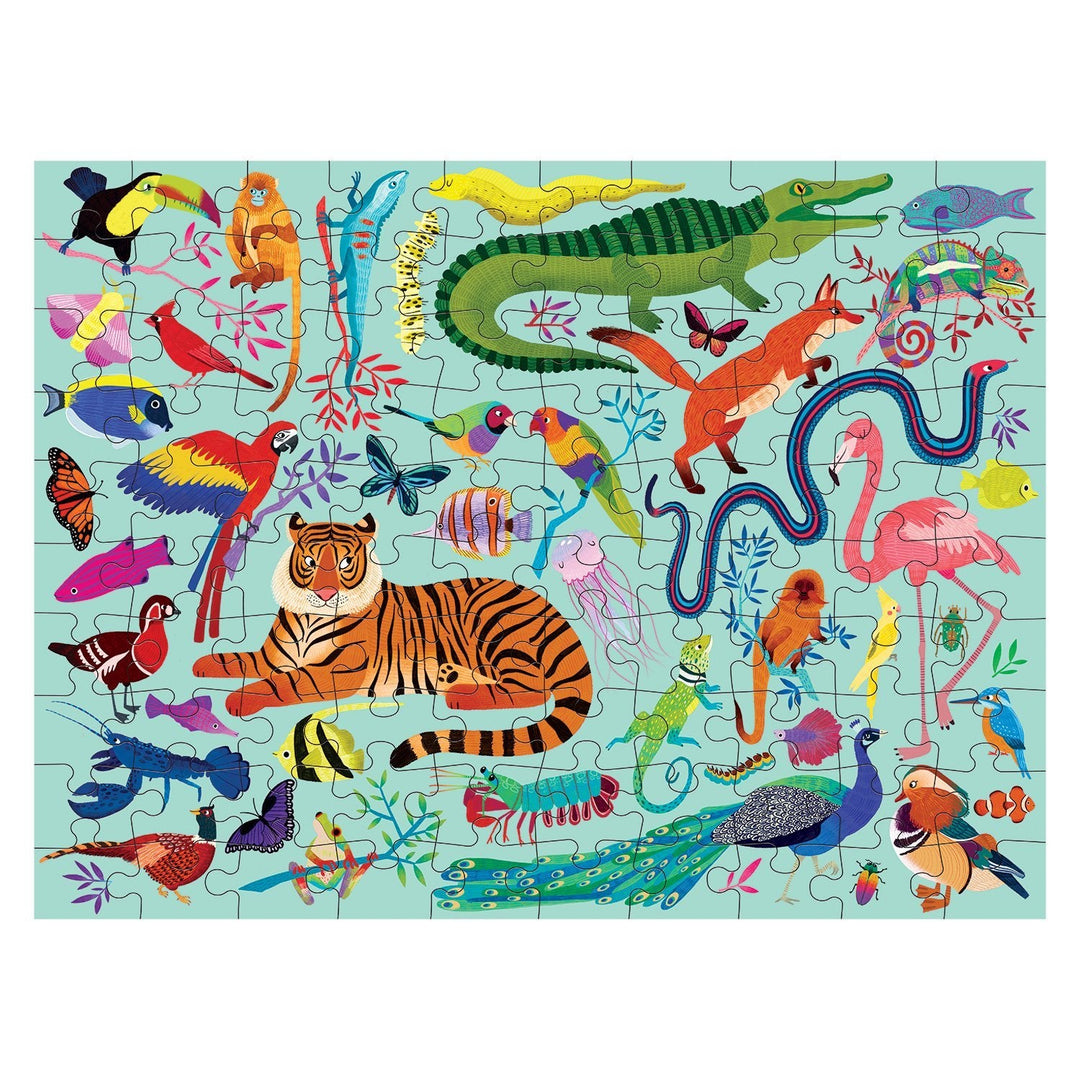 Mudpuppy-Animal Kingdom 100 Piece Double-Sided Puzzle-#Butter_Bug_Boutique#
