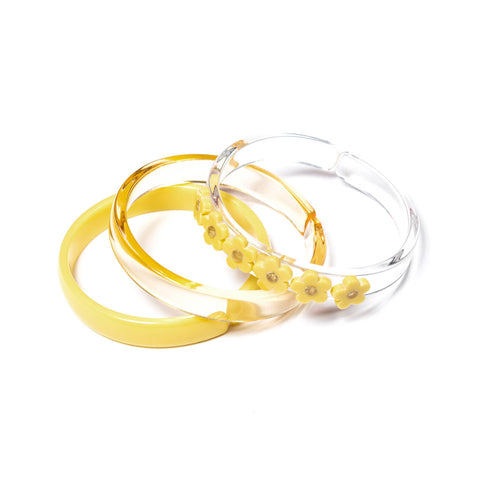 Baby Yellow Flowers & Crystal Bangles Set - Lilies & Roses NY