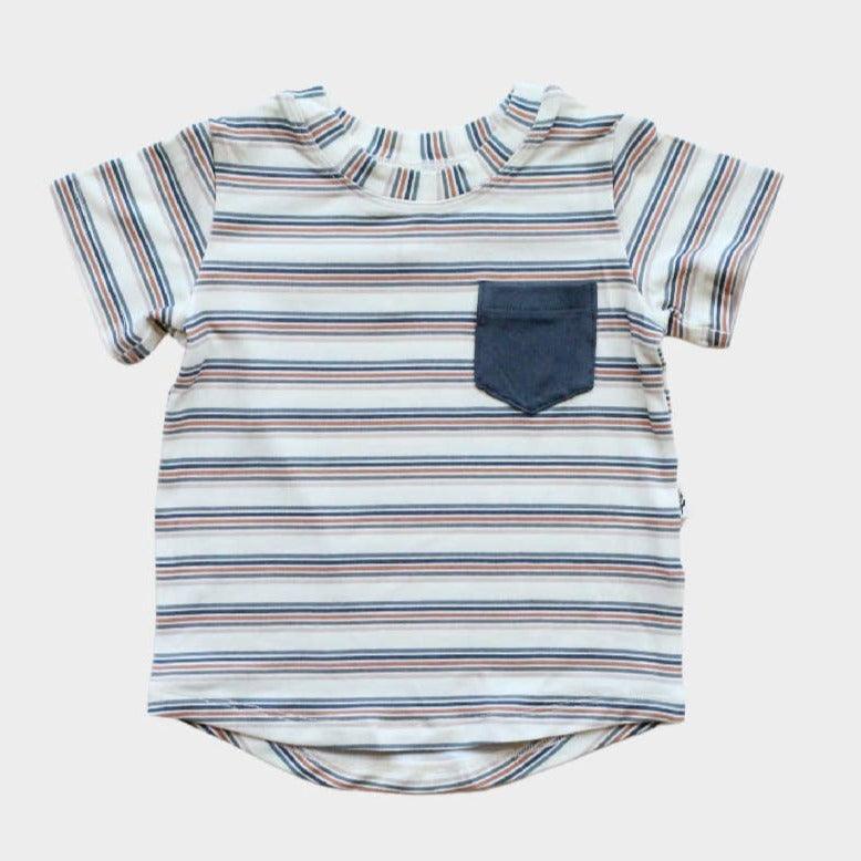 Bamboo Pocket Tee in Vintage Stripes - Butterbugboutique