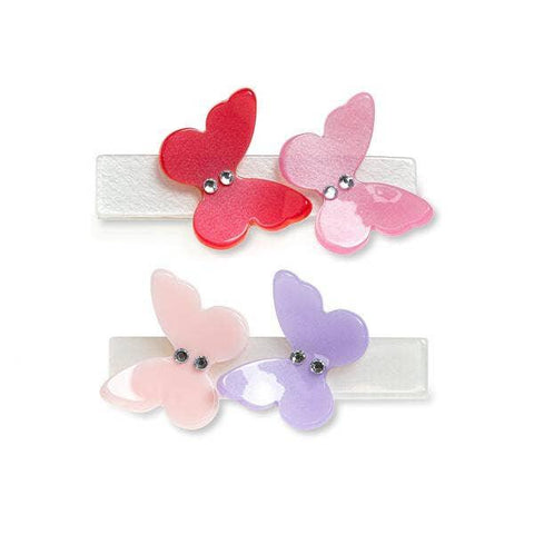 Butterflies Satin Shades Hair Clips Set - Lilies & Roses NY