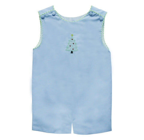 Christmas Tree Embroidered Woven Shortall - Zuccini Kids