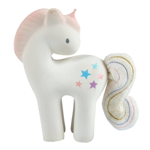Cotton Candy Unicorn - Natural Rubber Rattle w/Crinkle Tail - Butterbugboutique (7626025599234)