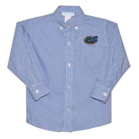 Vive La Fete-Vive La Fete Florida Gators Embroidered Royal Gingham Button Down Shirt-#Butter_Bug_Boutique#