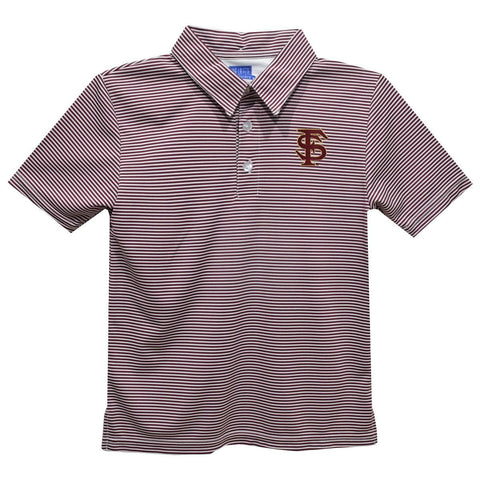 Florida State Embroidered Striped Performance Polo - Butterbugboutique