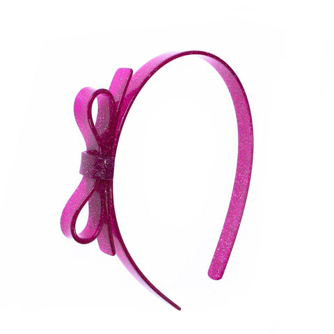 Glitter Pink Thin Bow Headband - Lilies & Roses NY