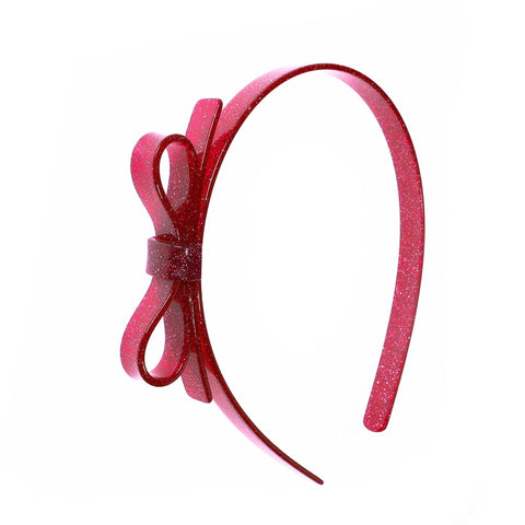 Glitter Red Thin Bow Headband - Lilies & Roses NY