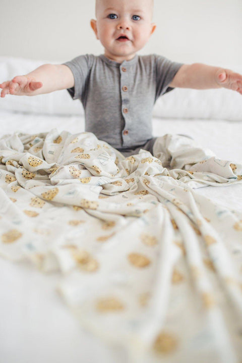 Copper Pearl-Knit Swaddle Blanket - Chip-#Butter_Bug_Boutique#