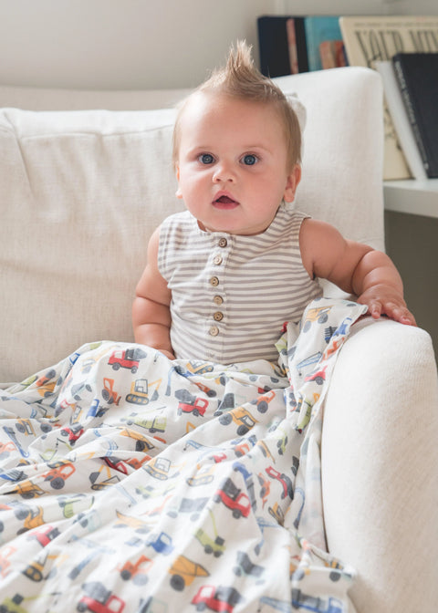 Knit Swaddle Blanket - Diesel - Copper Pearl