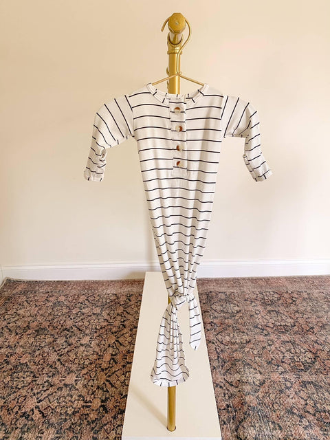 Knotted Baby Gown and Hat Set - Striped - Butterbugboutique (7705197478146)