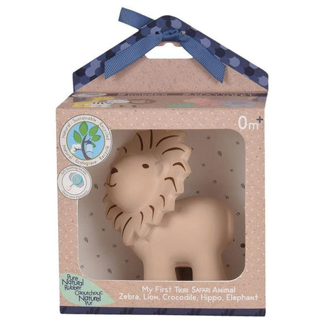 Lion - Natural Organic Rubber Rattle, Teether & Bath Toy - Butterbugboutique (7626025763074)