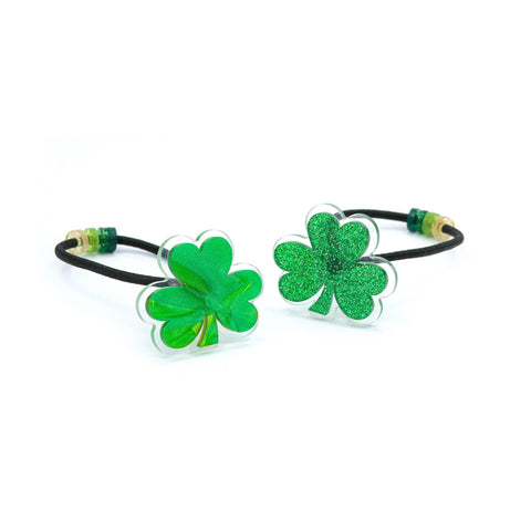 Lucky Shamrocks Ponytail Holder Hair Ties - Lilies & Roses NY
