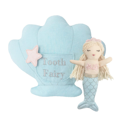 ‘Mimi' Mermaid Tooth Fairy and Pillow Set - Butterbugboutique
