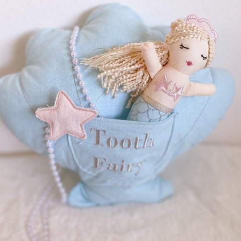 ‘Mimi' Mermaid Tooth Fairy and Pillow Set - Butterbugboutique