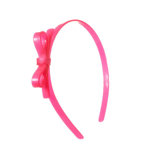 Neon Pink Thin Bow Headband - Lilies & Roses NY