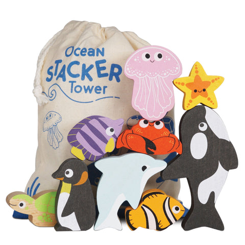 Ocean Animals Wooden Stacking Toy - Le Toy Van