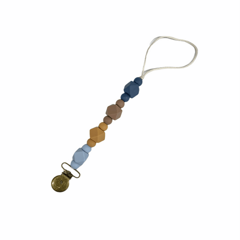 Pacifier Clip (Grande): Baby Blue - Three Hearts Modern Teething Accessories