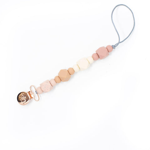 Pacifier Clip (Grande): Dusty Pink - Three Hearts Modern Teething Accessories