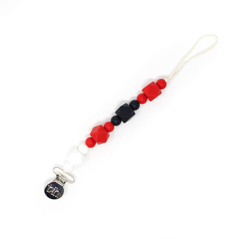 Pacifier Clip (Grande): Scarlet Red - Three Hearts Modern Teething Accessories