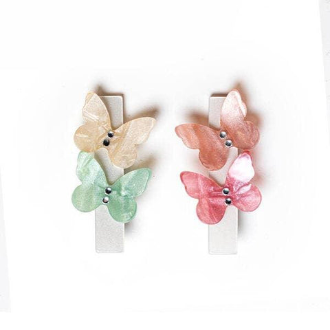 Pearlized Pastel Butterfly Alligator Clips Set - Lilies & Roses NY