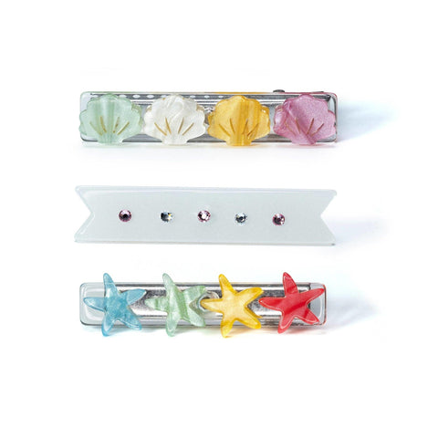Pearlized Seashell Alligator Clips Set - Lilies & Roses NY