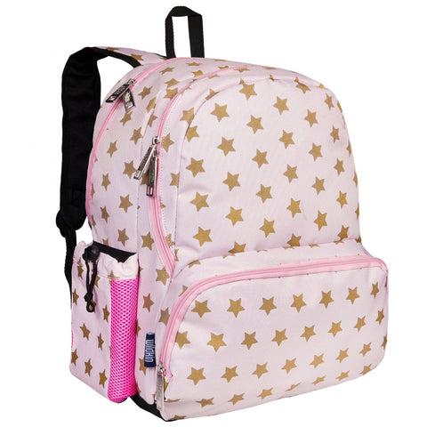 Pink and Gold Stars Backpack - 17 Inch - Butterbugboutique