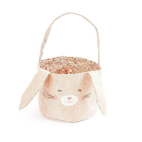Pink Linen Bunny Basket - Mon Ami