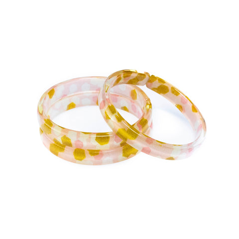 Pink with Gold Dots Bangles Set - Lilies & Roses NY