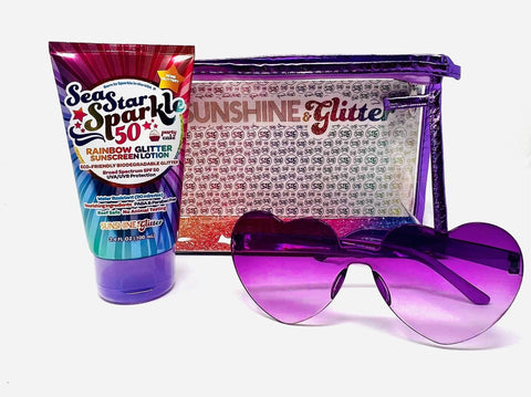 Rainbow Party Cake Travel Ready Sunscreen Gift Set - Sunshine & Glitter