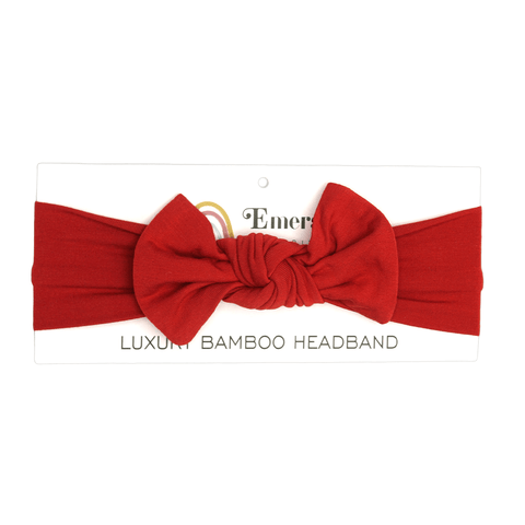 Red Bamboo Baby Headband Bow - Emerson and Friends