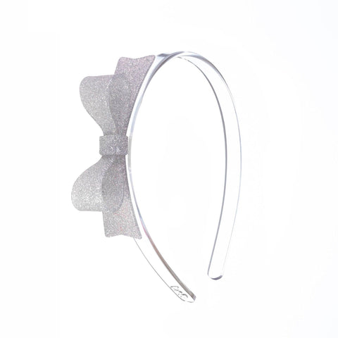 Silver Glitter Bow Tie Headband - Lilies & Roses NY