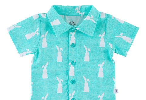 Simon Mint Bunny Button Up Shirt - Birdie Bean