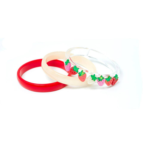 Strawberry Pearlized Bangles Set - Lilies & Roses NY