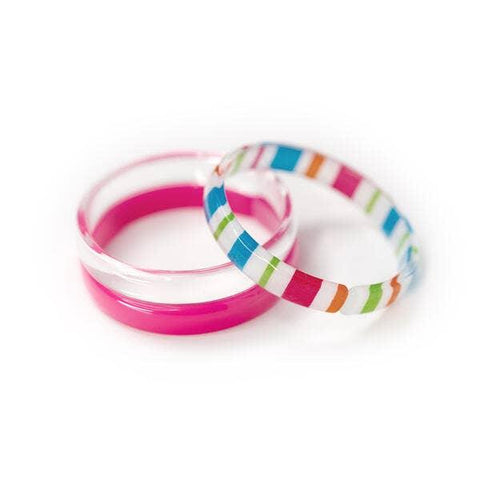 Stripes Colorful Fabric Pink Mix Bangles Set - Lilies & Roses NY